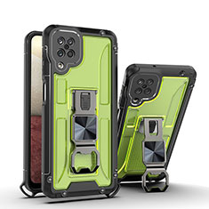 Funda Bumper Silicona y Plastico Mate Carcasa con Magnetico Soporte Q01W para Samsung Galaxy F12 Verde