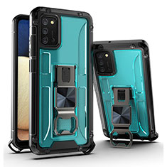 Funda Bumper Silicona y Plastico Mate Carcasa con Magnetico Soporte Q01W para Samsung Galaxy M02s Azul Cielo