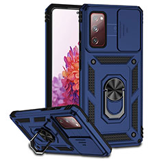 Funda Bumper Silicona y Plastico Mate Carcasa con Magnetico Soporte Q01W para Samsung Galaxy S20 FE 5G Azul