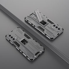 Funda Bumper Silicona y Plastico Mate Carcasa con Magnetico Soporte T01 para OnePlus Nord N200 5G Gris