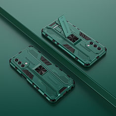Funda Bumper Silicona y Plastico Mate Carcasa con Magnetico Soporte T01 para OnePlus Nord N200 5G Verde