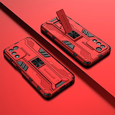 Funda Bumper Silicona y Plastico Mate Carcasa con Magnetico Soporte T01 para Oppo K9S 5G Rojo