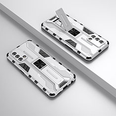 Funda Bumper Silicona y Plastico Mate Carcasa con Magnetico Soporte T01 para Oppo Reno6 Lite Blanco
