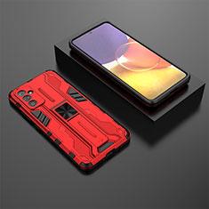 Funda Bumper Silicona y Plastico Mate Carcasa con Magnetico Soporte T01 para Samsung Galaxy A25 5G Rojo