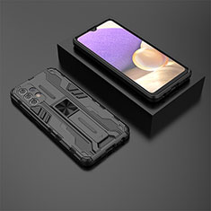 Funda Bumper Silicona y Plastico Mate Carcasa con Magnetico Soporte T01 para Samsung Galaxy M32 5G Negro