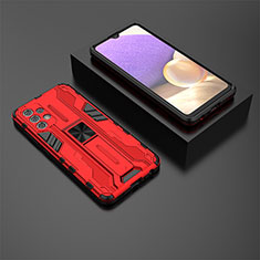 Funda Bumper Silicona y Plastico Mate Carcasa con Magnetico Soporte T01 para Samsung Galaxy M32 5G Rojo
