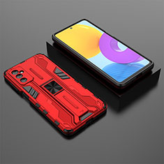 Funda Bumper Silicona y Plastico Mate Carcasa con Magnetico Soporte T01 para Samsung Galaxy M52 5G Rojo