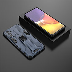 Funda Bumper Silicona y Plastico Mate Carcasa con Magnetico Soporte T01 para Samsung Galaxy Quantum2 5G Azul