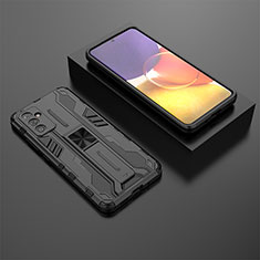 Funda Bumper Silicona y Plastico Mate Carcasa con Magnetico Soporte T01 para Samsung Galaxy Quantum2 5G Negro