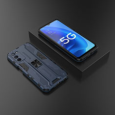 Funda Bumper Silicona y Plastico Mate Carcasa con Magnetico Soporte T02 para Oppo A56 5G Azul