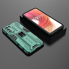 Funda Bumper Silicona y Plastico Mate Carcasa con Magnetico Soporte T02 para Oppo K9 Pro 5G Verde