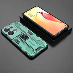 Funda Bumper Silicona y Plastico Mate Carcasa con Magnetico Soporte T02 para Oppo Reno8 Pro+ Plus 5G Verde