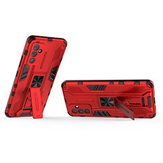 Funda Bumper Silicona y Plastico Mate Carcasa con Magnetico Soporte T02 para Samsung Galaxy A25 5G Rojo