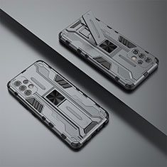 Funda Bumper Silicona y Plastico Mate Carcasa con Magnetico Soporte T02 para Samsung Galaxy A32 5G Gris