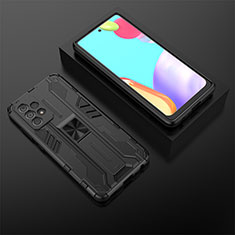 Funda Bumper Silicona y Plastico Mate Carcasa con Magnetico Soporte T02 para Samsung Galaxy A52s 5G Negro