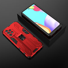 Funda Bumper Silicona y Plastico Mate Carcasa con Magnetico Soporte T02 para Samsung Galaxy A52s 5G Rojo