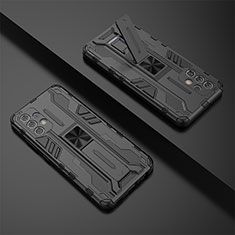 Funda Bumper Silicona y Plastico Mate Carcasa con Magnetico Soporte T02 para Samsung Galaxy M32 5G Negro