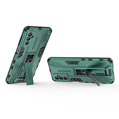 Funda Bumper Silicona y Plastico Mate Carcasa con Magnetico Soporte T02 para Samsung Galaxy M52 5G Verde