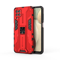 Funda Bumper Silicona y Plastico Mate Carcasa con Magnetico Soporte T04 para Samsung Galaxy A12 5G Rojo