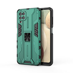 Funda Bumper Silicona y Plastico Mate Carcasa con Magnetico Soporte T04 para Samsung Galaxy A12 Nacho Verde