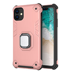 Funda Bumper Silicona y Plastico Mate Carcasa con Magnetico Soporte Z01 para Apple iPhone 11 Oro Rosa