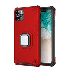 Funda Bumper Silicona y Plastico Mate Carcasa con Magnetico Soporte Z01 para Apple iPhone 11 Pro Max Rojo