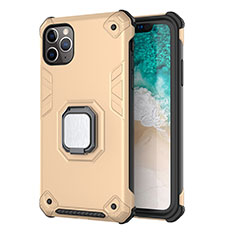 Funda Bumper Silicona y Plastico Mate Carcasa con Magnetico Soporte Z01 para Apple iPhone 11 Pro Oro