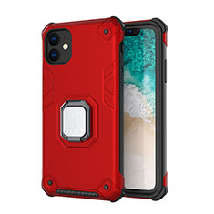 Funda Bumper Silicona y Plastico Mate Carcasa con Magnetico Soporte Z01 para Apple iPhone 11 Rojo