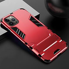 Funda Bumper Silicona y Plastico Mate Carcasa con Soporte A01 para Apple iPhone 14 Pro Rojo