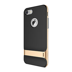 Funda Bumper Silicona y Plastico Mate Carcasa con Soporte A01 para Apple iPhone 8 Oro