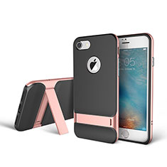 Funda Bumper Silicona y Plastico Mate Carcasa con Soporte A01 para Apple iPhone 8 Plus Oro Rosa
