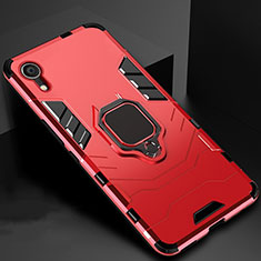 Funda Bumper Silicona y Plastico Mate Carcasa con Soporte A01 para Apple iPhone XR Rojo