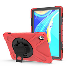 Funda Bumper Silicona y Plastico Mate Carcasa con Soporte A01 para Huawei MediaPad M6 10.8 Rojo