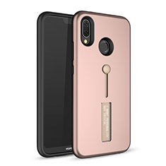 Funda Bumper Silicona y Plastico Mate Carcasa con Soporte A01 para Huawei Nova 3e Oro Rosa