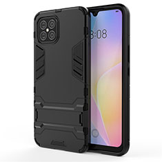 Funda Bumper Silicona y Plastico Mate Carcasa con Soporte A01 para Huawei Nova 8 SE 5G Negro