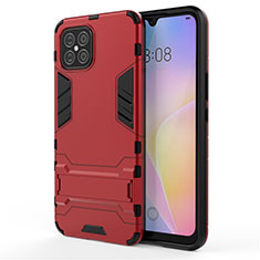Funda Bumper Silicona y Plastico Mate Carcasa con Soporte A01 para Huawei Nova 8 SE 5G Rojo