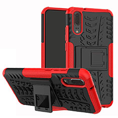 Funda Bumper Silicona y Plastico Mate Carcasa con Soporte A01 para Huawei P20 Rojo