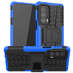 Funda Bumper Silicona y Plastico Mate Carcasa con Soporte A01 para Motorola Moto Edge 20 Pro 5G Azul