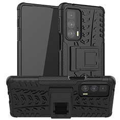 Funda Bumper Silicona y Plastico Mate Carcasa con Soporte A01 para Motorola Moto Edge 20 Pro 5G Negro