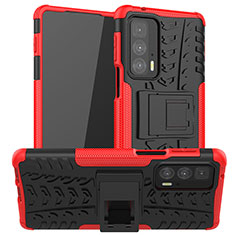 Funda Bumper Silicona y Plastico Mate Carcasa con Soporte A01 para Motorola Moto Edge S Pro 5G Rojo