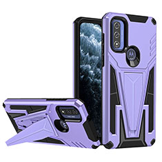 Funda Bumper Silicona y Plastico Mate Carcasa con Soporte A01 para Motorola Moto G Pure Morado