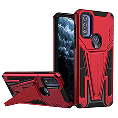 Funda Bumper Silicona y Plastico Mate Carcasa con Soporte A01 para Motorola Moto G Pure Rojo