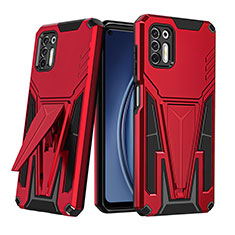 Funda Bumper Silicona y Plastico Mate Carcasa con Soporte A01 para Motorola Moto G Stylus (2021) Rojo