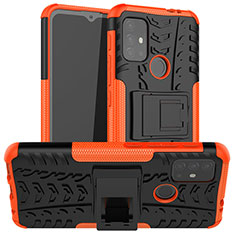 Funda Bumper Silicona y Plastico Mate Carcasa con Soporte A01 para Motorola Moto G10 Naranja