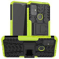 Funda Bumper Silicona y Plastico Mate Carcasa con Soporte A01 para Motorola Moto G10 Power Verde
