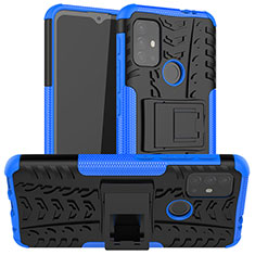 Funda Bumper Silicona y Plastico Mate Carcasa con Soporte A01 para Motorola Moto G20 Azul