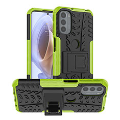 Funda Bumper Silicona y Plastico Mate Carcasa con Soporte A01 para Motorola Moto G41 Verde