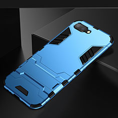 Funda Bumper Silicona y Plastico Mate Carcasa con Soporte A01 para Oppo RX17 Neo Azul