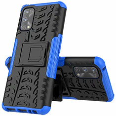 Funda Bumper Silicona y Plastico Mate Carcasa con Soporte A01 para Realme 7 Pro Azul