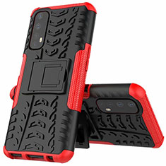 Funda Bumper Silicona y Plastico Mate Carcasa con Soporte A01 para Realme Narzo 20 Pro Rojo